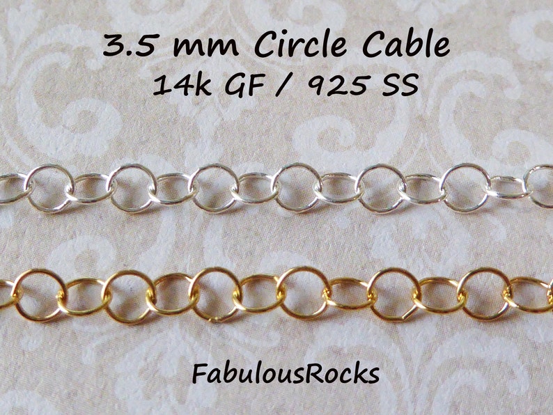 14k Gold Filled Chain by the Foot, 3.5 mm Round Circle Necklace Chain, Extender Chain Jewelry Chain Bulk Unfinished Chain m9 mgf9 image 1