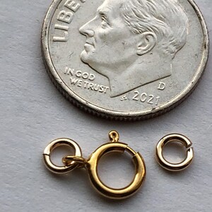 10 Sets / 14k Gold Fill Spring Ring Springring Clasps n Jump Ring SETS 6 mm, Open or Closed Wholesale Jewelry Findings Clasps Supplies o