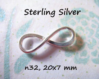 1-100 pcs, Sterling Silver INFINITY Charm Pendant Connector Link, 20x7 mm, Large Eternity, Love Wedding Bridal Family Charm  n32p art
