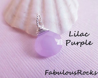 CHALCEDONY Charm Pendant Interchangeable Dangle Drop / LILAC PURPLE / bridesmaids gift bridal weddings mother sister friend gift / gdcc.h.25