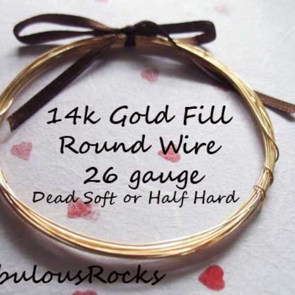 26 gauge 14k Gold Filled Wire Wholesale Jewelry Supplies  dead soft or half hard, round wire  WGF26 solo wp w w26 wh