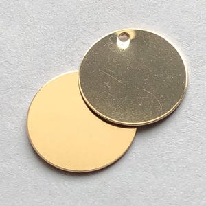 16 mm Gold Fill Round Metal Stamping Blank Disc, 5 to 25 pieces,  Wholesale Bulk, Stamping Blank -  blank16 solo