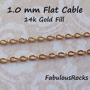 1-100 feet, 1 mm Gold Filled Chain, Flat Cable Dainty Strong Gold Fill Chain Wholesale Necklace Jewelry Supplies sgf19 s19