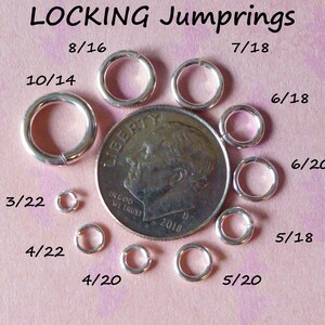 LOCKING JUMPRINGS Jump Rings Jumplocks Jump Locks 5 mm, 20 gauge ga g, OPEN, Sterling Silver 14k Gold Fill Jumprings image 6