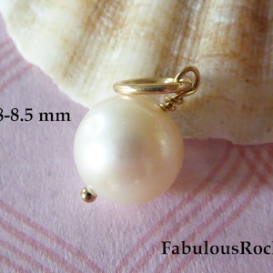 White Pearl Pendant: 8-8.5mm Solitaire Charm, June Birthstone
