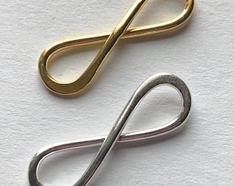INFINITY Charm Infinity Pendant Links Connectors / 20x7 mm, Sterling Silver or 24k Gold Vermeil, wholesale supply n32 art solo