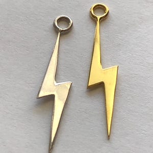 Sterling Silver LIGHTNING BOLT Pendants Charms, 925 Silver or Gold Vermeil / LARGE, 29x5.5 mm / wholesale charm mila kunis hp art solo solo