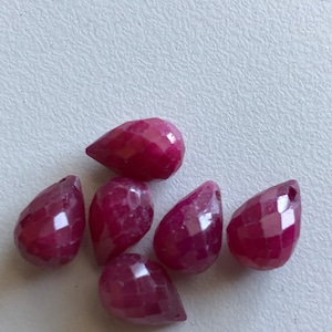 RUBY Teardrop Briolettes, Gemstone, True Red, Choose sizes, 10-14 mm, July birthstone brides bridal weddings phb tr
