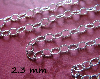 Sterling Silver Textured Cable Chain  3.5x2.3 mm Wholesale Chain, Delicate Bracelet Necklace Extender Chain q mmss solo m7