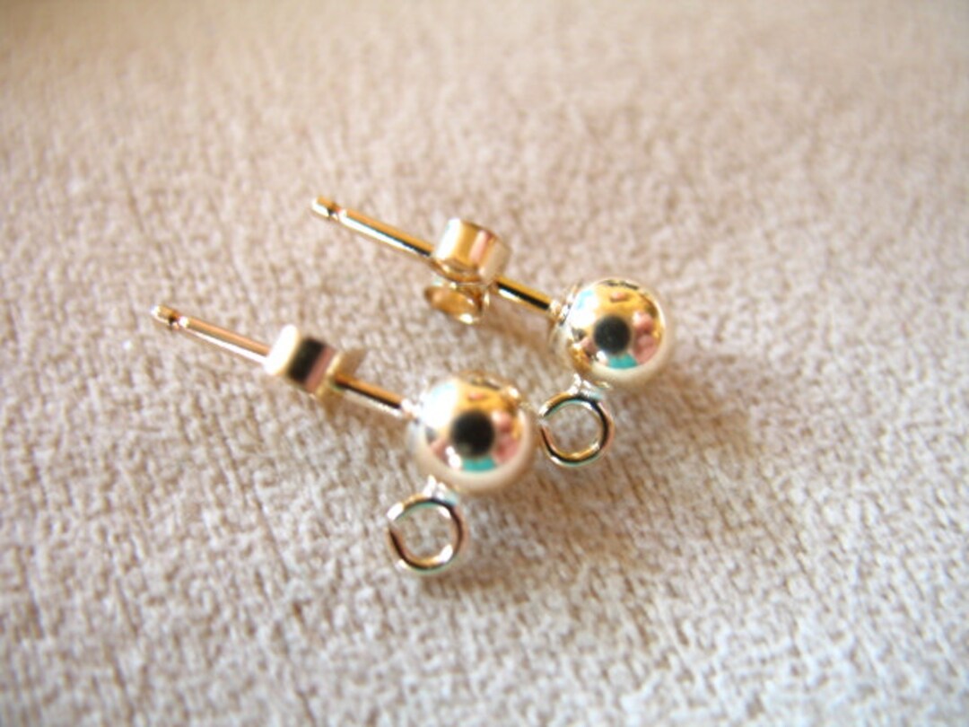 Gold BALL POST Earrings Earwires, 14k Gold Filled Posts, 4 Mm Ball Post and Clutches ..p4 Etsy