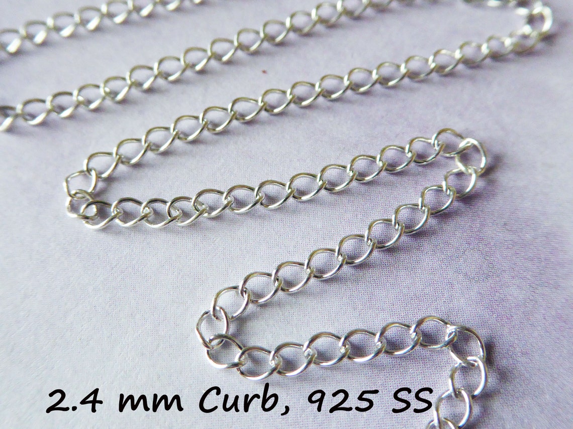 5 to 100 Ft / Sterling Silver CURB Chain 2.4 Mm Curb Extender Etsy