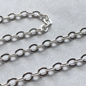 by the foot, Sterling Silver Necklace Chain, 2.5 mm Flat Cable Chain, 10% less wholesale / extender charm bracelet chain M55..hp.. solo