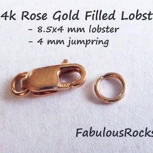 1 to 50 Sets, Rose Gold Lobster Clasp SET, 12x4 mm, Small Petite Lobster Claw Clasp, 14k Rose Gold Fill, rg fc.s lc.3