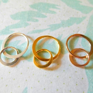 Círculo Link Conectores Eternity Rings Charm, 20 x 13 mm / Círculo Duplo, Prata Esterlina ou Ouro Vermeil 24k, achados de atacado arte