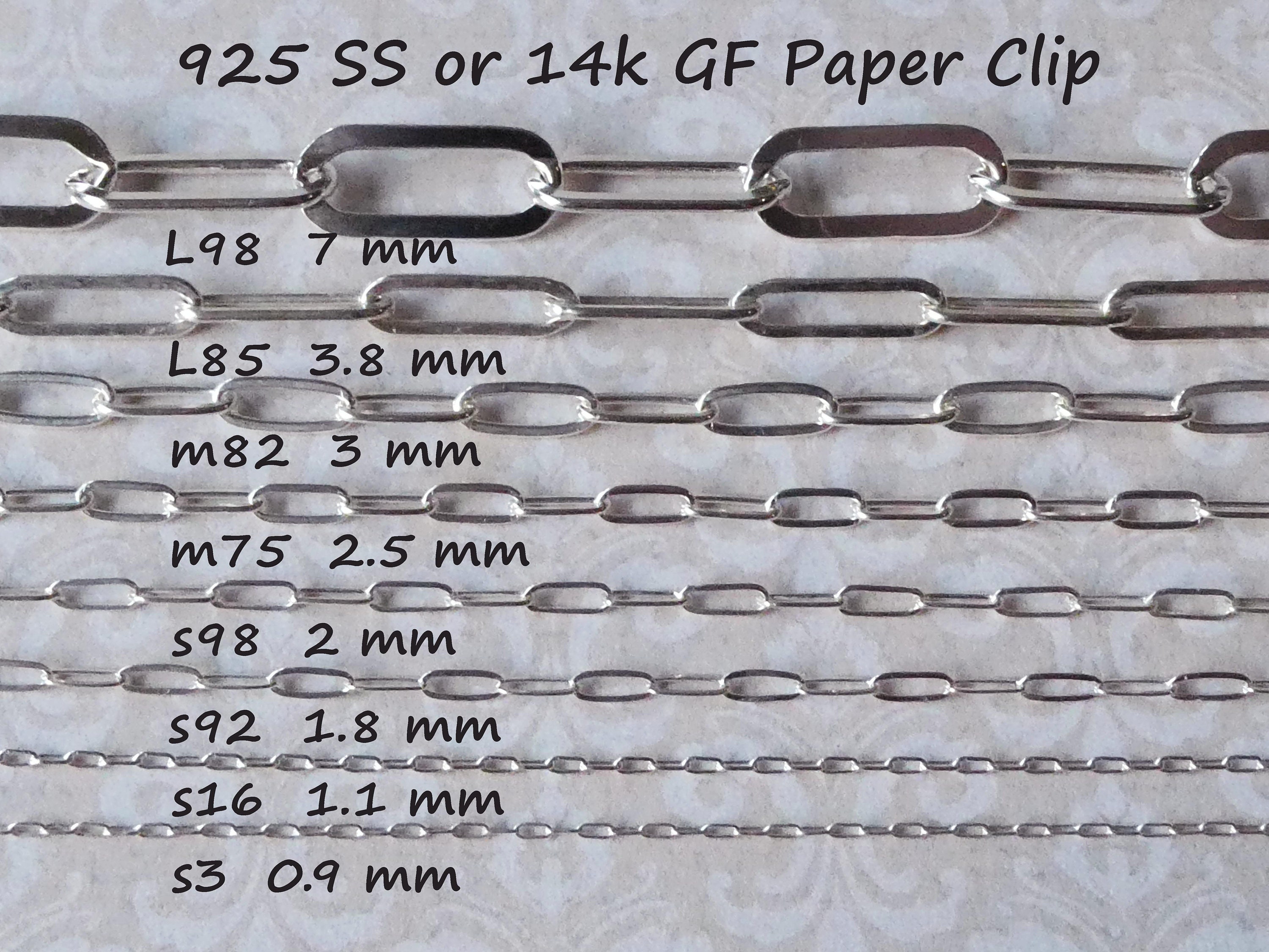 Sterling Silver and 14k Gold Filled Paperclip Chain, Drawn Cable