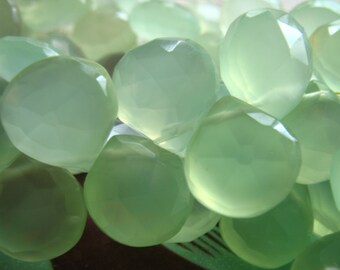 2-20 pieces, Green CHALCEDONY Heart Briolettes, Hydrangea Blush, Luxe AAA, 10.5-12 mm, wholesale chalcedony beads brides bridal 1012