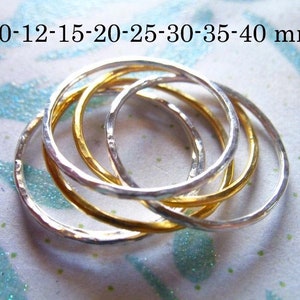 1-10 pcs, 10 12 15 20 25 35 40 mm, CIRCLE Charm Circle Pendant Link Connector, Hammered Infinity Circle, 14k Gold Fill or Sterling Silver