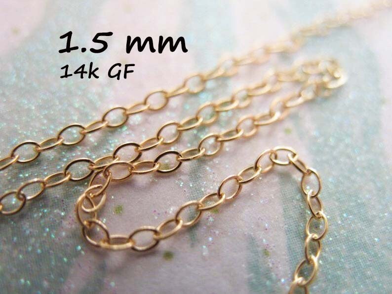 14k Gold Filled Chain, 1.5mm Flat Cable, Delicate Dainty - Etsy