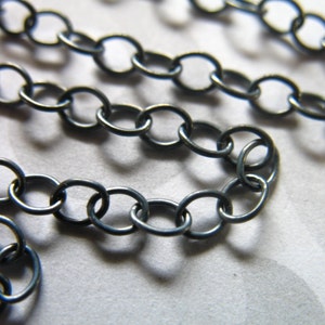 Shop Sale..  Oxidized Chain by the Foot, Sterling Silver Cable Chain, 3x2.5 mm, wholesale bulk unfinished m42 mmss ox solo