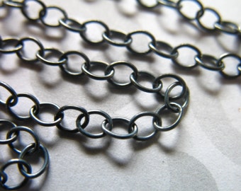 Shop Sale..  10 feet, Oxidized Chain, Sterling Silver Chain, 2.5 mm Cable, Wholesale 10-25% Less Bulk Footage, m42 mmss ox solo