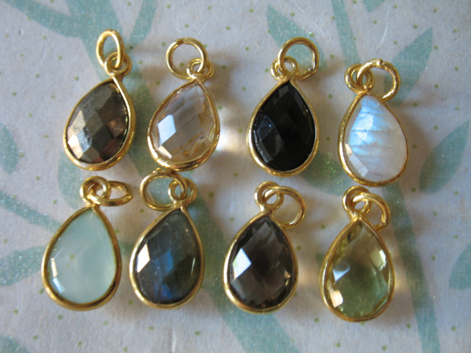 お買い得商店街 Set Bezel Pendants, Charm Crystal Gem, Gold 24k Mm, 14x8.25 チャーム