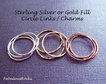 1-10 pcs, Circle Pendant Charm Infinity Eternity Karma Halo Circle, 15 mm, Hammered / Rose & Yellow Gold Fill or Sterling Silver, n150