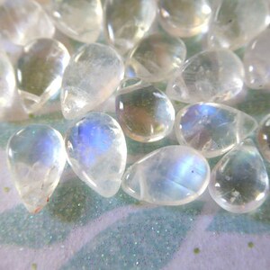 Rainbow MOONSTONE Pear Briolettes / 2-20 pcs, AAA, 7-9 mm / Smooth Moonstone / brides bridal blue flashes june birthstone 79 solo b image 4