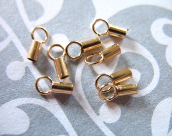 5-25 Sets, 14k Gold Filled Crimp End Caps Beads Bulk, for 1 mm ball, cable, stringing, beading, snake, satellite leather chains cet1.0
