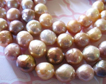 KASUMI Pearls Ming Pearls Edison Pearl, 10.5-11 mm Lilac Peach Fresh Water Round AAA Nucleated Wrinkled Surface FreshWater Culture Pearl