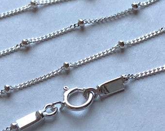 14 15 16 18 20 24 30 36&quot; Satellite Necklace Chain / Sterling Silver Beaded Ball Chain, Neck Chain, Jewelry Chain, Finished done d177 solo