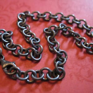 Charm Bracelet, Oxidized Sterling Silver Charm Bracelet, Thick 5 mm Finished Bracelet, 6.5- 7- 7.5- 8- 8.5- 9- 9.5 - 10&quot;  b100 ox q solo t