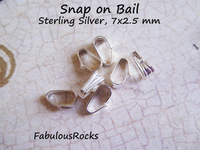 Sterling Silver or 14k Gold filled Bail Charm BAIL Pendant Bail Necklace Bail Snap on, Small 7x2.75 mm Wholesale 925 SS Bail solo nb3 image 2