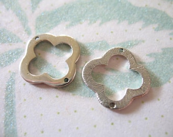 CLOVER Quatrefoil Links Connectors Pendants Charms, Brushed, 1-10 pieces, Sterling Silver, 15 mm, 2 holes - nquad15 art solo