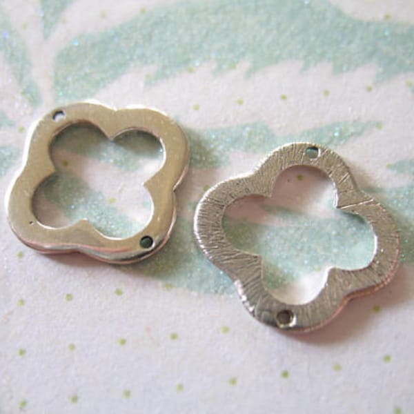 CLOVER Quatrefoil Links Connectors Pendants Charms, Brushed, 1-10 pieces, Sterling Silver, 15 mm, 2 holes - nquad15 art solo