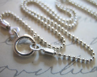 16 or 18 inch, 1 Sterling Silver Chain, Finished Chain, 1 mm Ball Chain Necklace Chain, wholesale solo done d33.t hp