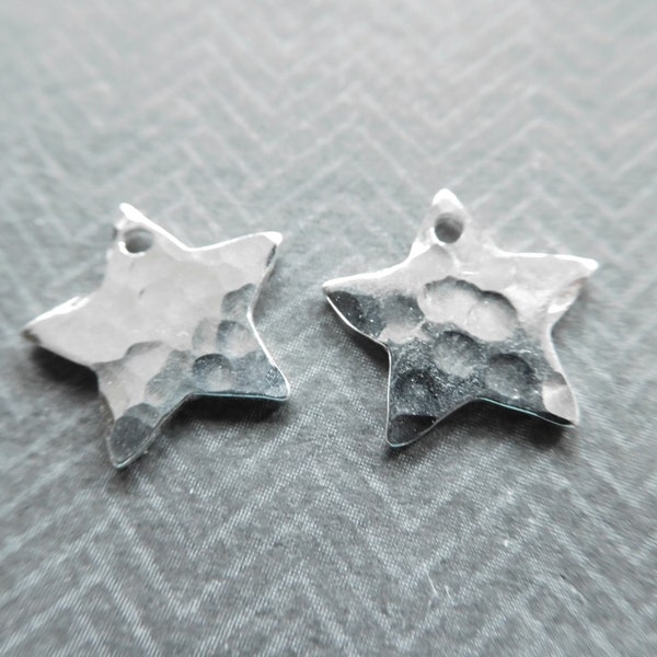 1-25 pcs, STAR Charm Pendant, Sterling Silver, 21 gauge thick, Hammered, metal blank for stamping, sc.21h solo gdc