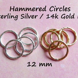 1 to 25 pcs / 14k Gold Fill or Sterling Silver Circle Links Connectors Eternity Karma Ring Charm, 12 mm, Hammered Circle Jewelry solo n120