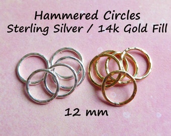 1 to 25 pcs / 14k Gold Fill or Sterling Silver Circle Links Connectors Eternity Karma Ring Charm, 12 mm, Hammered Circle Jewelry solo n120