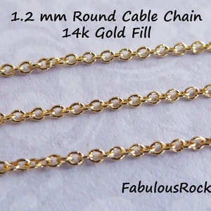 1-100 feet Bulk 1.2 mm Gold Round Cable Necklace Chain 14k Gold Fill Necklace Chain Wholesale Jewelry Chain Supplies / s66 llc