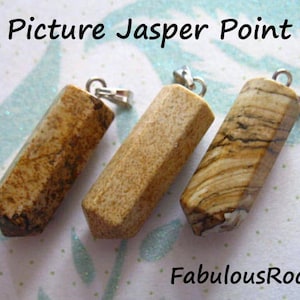 1 to 25 pcs / Point Charm, Gemstone Pendant, PICTURE JASPER Charm, Gemstone Gem Pencil Point Charm Gemstone Bullet Spike Pendant solo ap70.3