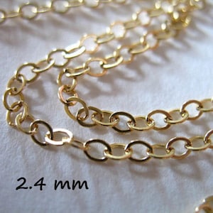 Gold Filled Chain by foot, 2.4 mm 14k Gold Fill Flat Cable Trace Chain Wholesale 14k GF Extender Chain Necklace Jewelry Chain m3 mgf3
