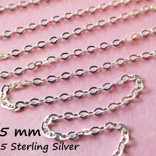 925 Sterling Silver Chain Bulk Flat Cable Chain Wholesale Etsy