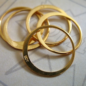 15 mm, 24k ouro vermeil links conectores círculo, MARTELADO círculo pingente charme, atacado artesanal n57.15plain v