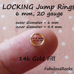 10-100 pc 14k Gold Filled LOCKING Jump Ring Jump Lock Jumpring Jumplock Bulk, Open 6 mm 20 gauge, Wholesale Jewelry Finding jr6 2t solo ool image 2