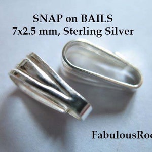 Sterling Silver or 14k Gold filled Bail Charm BAIL Pendant Bail Necklace Bail Snap on, Small 7x2.75 mm Wholesale 925 SS Bail solo nb3 image 1