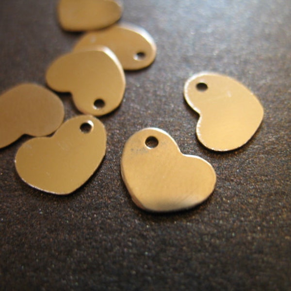 2-20 pcs, 14k Gold Filled Heart Metal Blanks Discs Sequins Tags, 8.5 mm, cougar town personalize stamping, blankheart solo