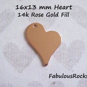1-25 pc / Modern 14k Rose Gold Heart Pendant Heart Charm, Wholesale Jewelry Supplies, 14k Gold Filled Heart or 925 SS, 16x13 mm hb z solo