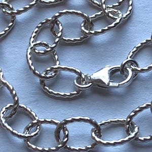 Sterling Silver Charm Bracelet, 9 x 6.25 Textured Oval Cable Links / 6&quot; 7&quot; 8&quot; 9&quot; inch bracelet, thick, bold, 18 gauge, done b165 hp