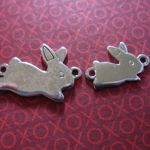 RABBIT Charms Pendants Link / 13.5x9 mm, SMALL or LARGE, 16.5x11 mm Bunny / Sterling Silver, Mommy & Baby, mother child jewelry bc.l bc.s