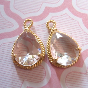 2 tropfenförmige Edelstein Anhänger: Gold/Silber Lünette (17.5 x 12 mm)